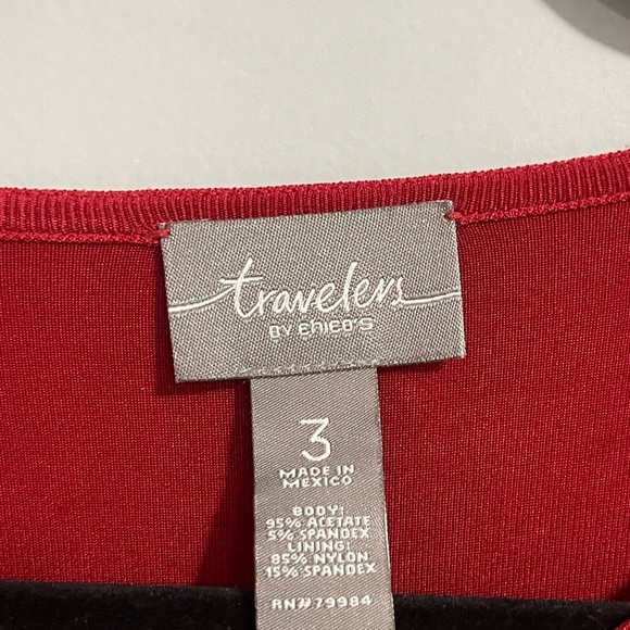 Women’s travelers by Chicos red asymmetrical long sleeve top size 3 large - Picture 2 of 6